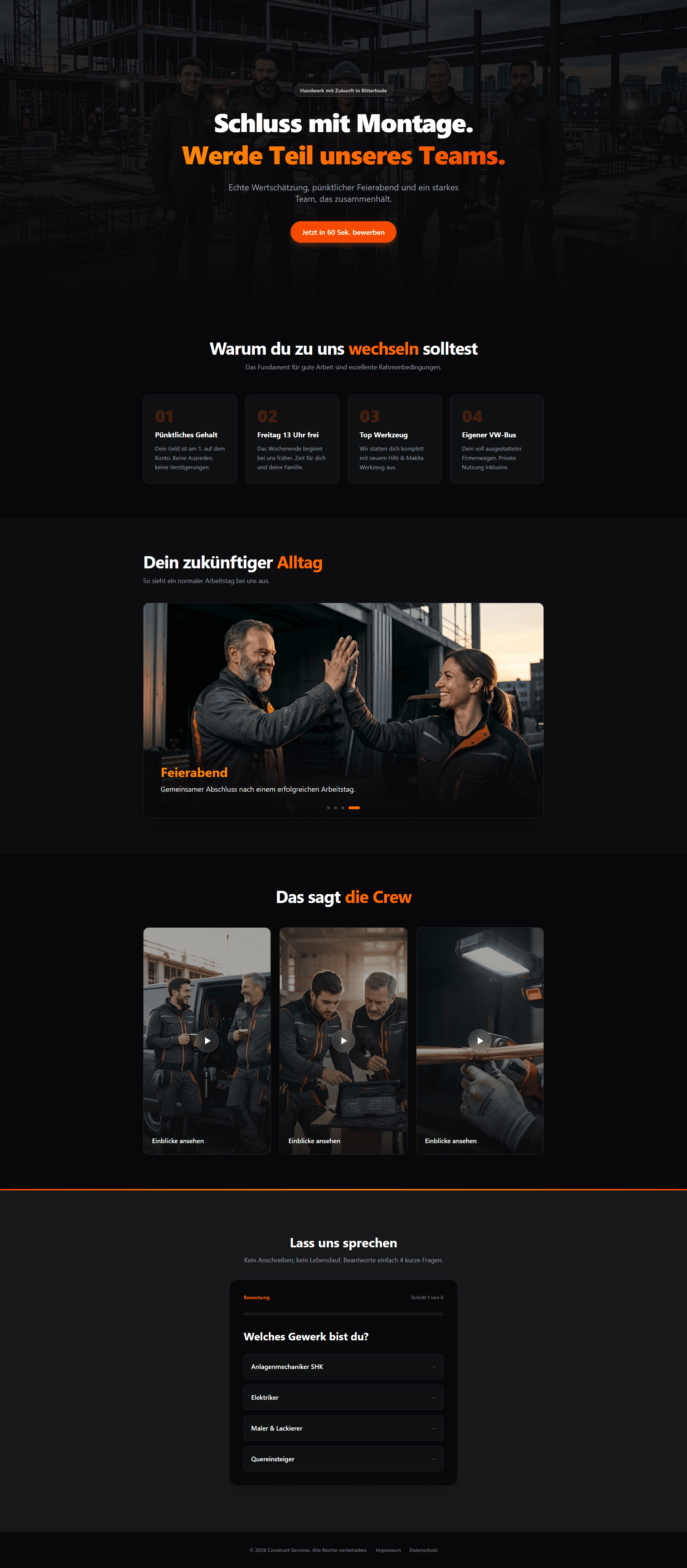 Recruiting Landingpage für Handwerker