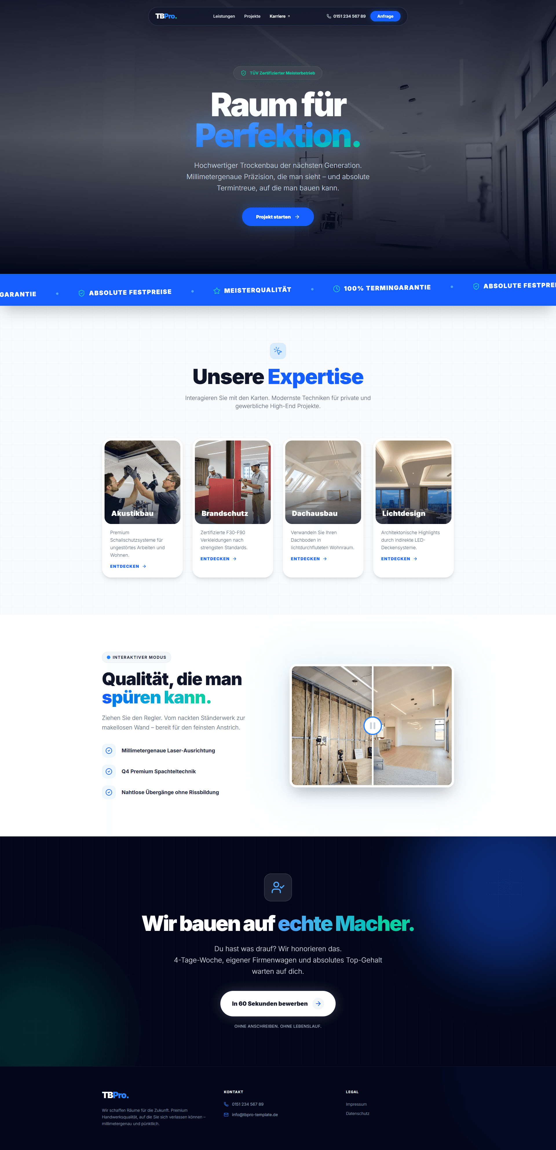Landingpage für Trockenbau-Betriebe